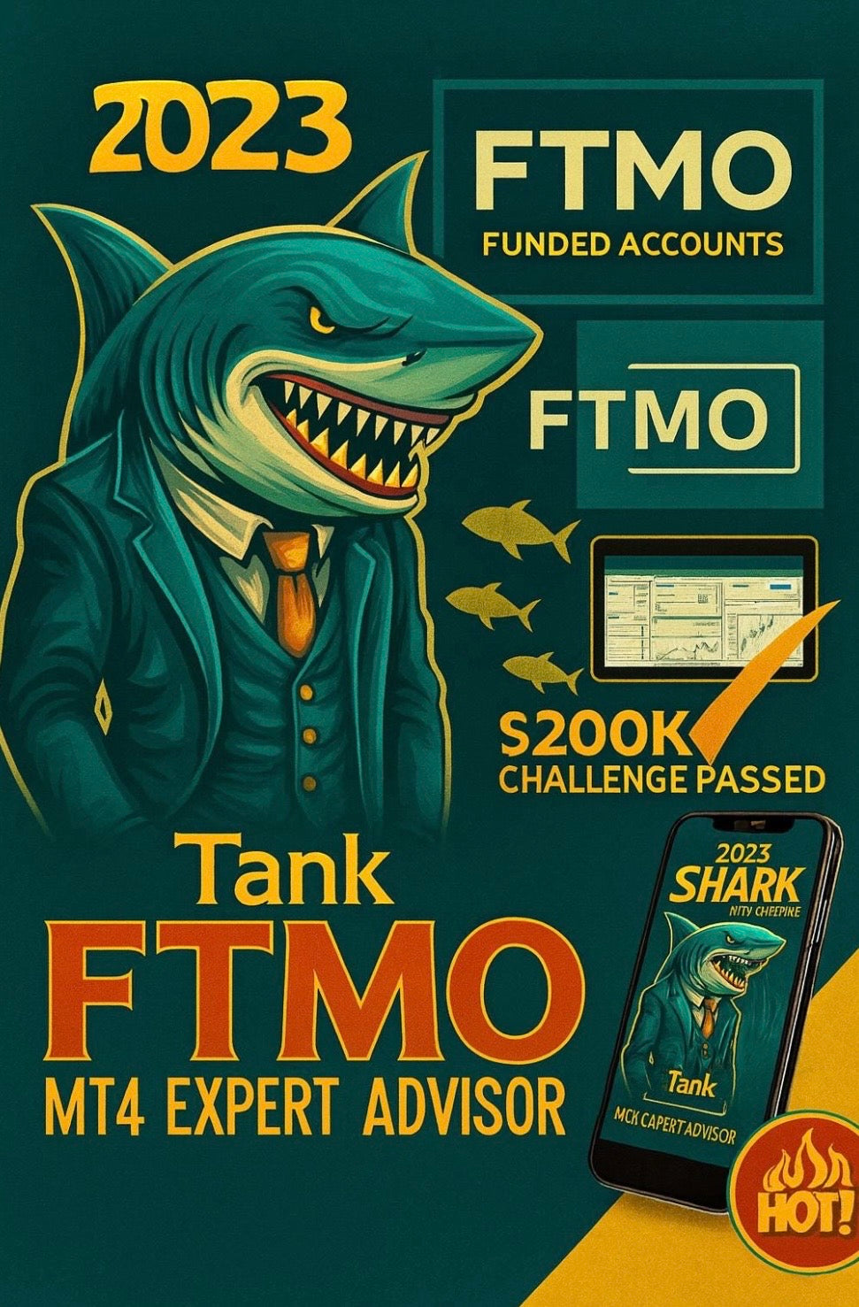 FTMO Shark Tank EA - MT4 Expert Advisor | Prop Firm Passing Robot | High Frequency Forex Bot | 100 Dollar Account Trading EA